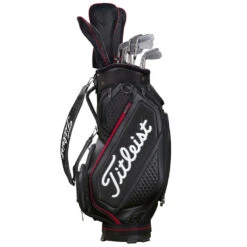 Titleist Jet Black Midsize Staff Golf Cart Bag -FootJoy || Callaway || Ping Sales 2020jetblackmidsizestaffcartbagblackred4