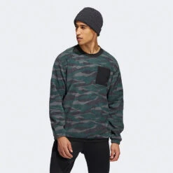 Adidas Texture Print Crew Golf Sweater 9 Adidas Texture Print Crew Golf Sweater -FootJoy || Callaway || Ping Sales Adidas AW22 Texture Print Crewneck HF6523 SWADI320 Black Grey Six Shadow Green Model 1