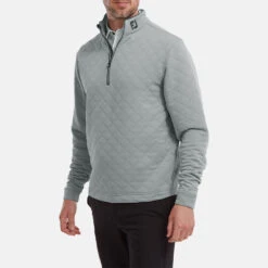FootJoy Diamond Jacquard Chill-Out 1/4 Zip Golf Pullover -FootJoy || Callaway || Ping Sales FootJoy SS22 Diamond Jacquard Chill Out 1 4 Zip Golf Sweater Grey Charcoal 88453 model 1