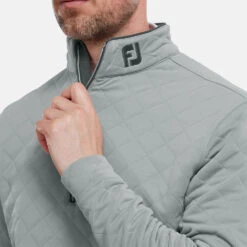 FootJoy Diamond Jacquard Chill-Out 1/4 Zip Golf Pullover -FootJoy || Callaway || Ping Sales FootJoy SS22 Diamond Jacquard Chill Out 1 4 Zip Golf Sweater Grey Charcoal 88453 model 2
