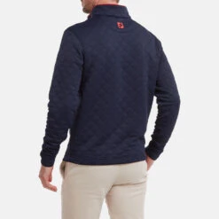 FootJoy Diamond Jacquard Chill-Out 1/4 Zip Golf Pullover -FootJoy || Callaway || Ping Sales FootJoy SS22 Diamond Jacquard Chill Out 1 4 Zip Golf Sweater Navy Bright Red 88452 model 3