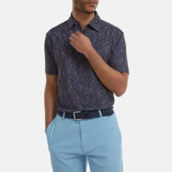FootJoy Digital Camo FJ Print Lisle Golf Polo Shirt 9 FootJoy Digital Camo FJ Print Lisle Golf Polo Shirt -FootJoy || Callaway || Ping Sales FootJoy SS22 Digital Camo FJ Print Lisle Golf Polo Shirt Navy 88436 model 1