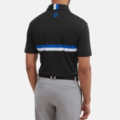 FootJoy Double Chest Band Pique Golf Polo Shirt 11 FootJoy Double Chest Band Pique Golf Polo Shirt -FootJoy || Callaway || Ping Sales FootJoy SS22 Double Chest Band Pique Golf Polo Shirt Black Cobalt White 88441 model 3
