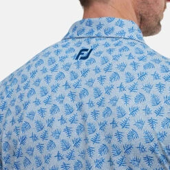 FootJoy Shadow Palm Print Pique Golf Polo Shirt -FootJoy || Callaway || Ping Sales FootJoy SS22 Shadow Palm Print Pique Golf Polo Shirt Dove Grey Royal 88376 model 2