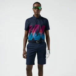 J.Lindeberg Active Argyle Golf Shorts -FootJoy || Callaway || Ping Sales J.Lindeberg SS22 Active Argyl Golf Short P1345071 Navy Model 1