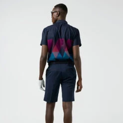 J.Lindeberg Active Argyle Golf Shorts -FootJoy || Callaway || Ping Sales J.Lindeberg SS22 Active Argyl Golf Short P1345071 Navy Model 2