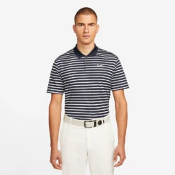 Nike Dry Victory Stripe Golf Polo Shirt -FootJoy || Callaway || Ping Sales Nike SS22 Dry Victory Stripe Golf Polo Shirt DH0829 451 M Obsidian White model 1