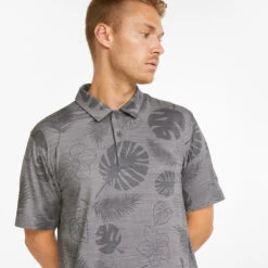 Puma Cloudspun Leaves 'n' Flowers Golf Polo Shirt 10 Puma Cloudspun Leaves 'n' Flowers Golf Polo Shirt -FootJoy || Callaway || Ping Sales PUMA SS22 Cloudspun Leaves n Flowers Polo Shirt 532975 01 Code SHPUM610 M Quite Shade Heather model 2