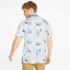 Puma MATTR Lowlands Golf Polo Shirt 11 Puma MATTR Lowlands Golf Polo Shirt -FootJoy || Callaway || Ping Sales Puma AW22 Matte Lowlands Polo 535453 02 SHPUM637 Bright White Lavendar Pop S Model 3