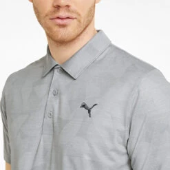 Puma Cloudspun Leaflet Golf Polo Shirt -FootJoy || Callaway || Ping Sales Puma SS22 Cloudspun Leaflet Polo 535445 01 SHPUM652 Quiet Shade Heather Model 2
