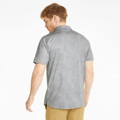 Puma Cloudspun Leaflet Golf Polo Shirt -FootJoy || Callaway || Ping Sales Puma SS22 Cloudspun Leaflet Polo 535445 01 SHPUM652 Quiet Shade Heather Model 3