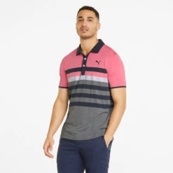 Puma MATTR One Way Golf Polo Shirt -FootJoy || Callaway || Ping Sales Puma SS22 Mattr One Way Polo 599115 26 SHPUM651 Sunset Pink Navy Blazer Model 1