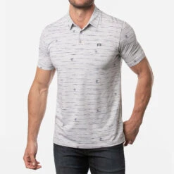 TravisMathew Draggin Anchor Golf Polo Shirt -FootJoy || Callaway || Ping Sales Travis Mathew SS21 Draggin Anchor Golf Polo Shirt 1MW108 Code SHTRA052 Heather Light Grey Model 1