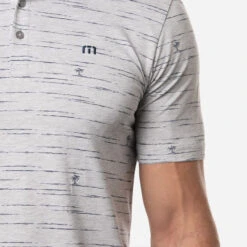 TravisMathew Draggin Anchor Golf Polo Shirt -FootJoy || Callaway || Ping Sales Travis Mathew SS21 Draggin Anchor Golf Polo Shirt 1MW108 Code SHTRA052 Heather Light Grey Model 2