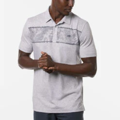 TravisMathew Make Camp Golf Polo Shirt -FootJoy || Callaway || Ping Sales Travis Mathew SS21 Make Camp Golf Polo Shirt 1MW145 Code SHTRA048 Heather Light Grey Model 1