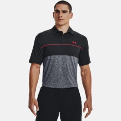 Under Armour Playoff 2.0 Low Round Golf Polo Shirt -FootJoy || Callaway || Ping Sales Under Armour Playoff 2 0 Low Round Golf Polo Shirt SHUND295 Black Steel Bolt Red Model 1
