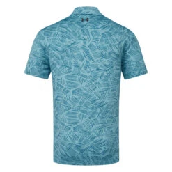 Under Armour Playoff 3.0 Palm Sketch Stripe Golf Polo Shirt -FootJoy || Callaway || Ping Sales Under Armour SS23 Playoff 3.0 Palm Sketch Polo Shirt 1378677 400 SHUND328 S Still Water Static Blue Black Back