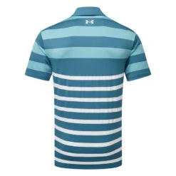 Under Armour Playoff 3.0 Rugby YD Golf Polo Shirt -FootJoy || Callaway || Ping Sales Under Armour SS23 Playoff 3.0 Rugby YD Stripe Polo Shirt 1378676 414 SHUND321 S Static Blue Still Water White Back