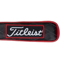 Titleist Jet Black Leather Alignment Stick Headcover -FootJoy || Callaway || Ping Sales jetblackleatheralignmentstickcoverblackred3