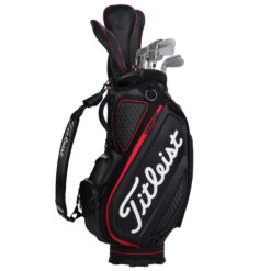 Titleist Jet Black Golf Tour Staff Bag -FootJoy || Callaway || Ping Sales jetblackstafftourbagblackred6